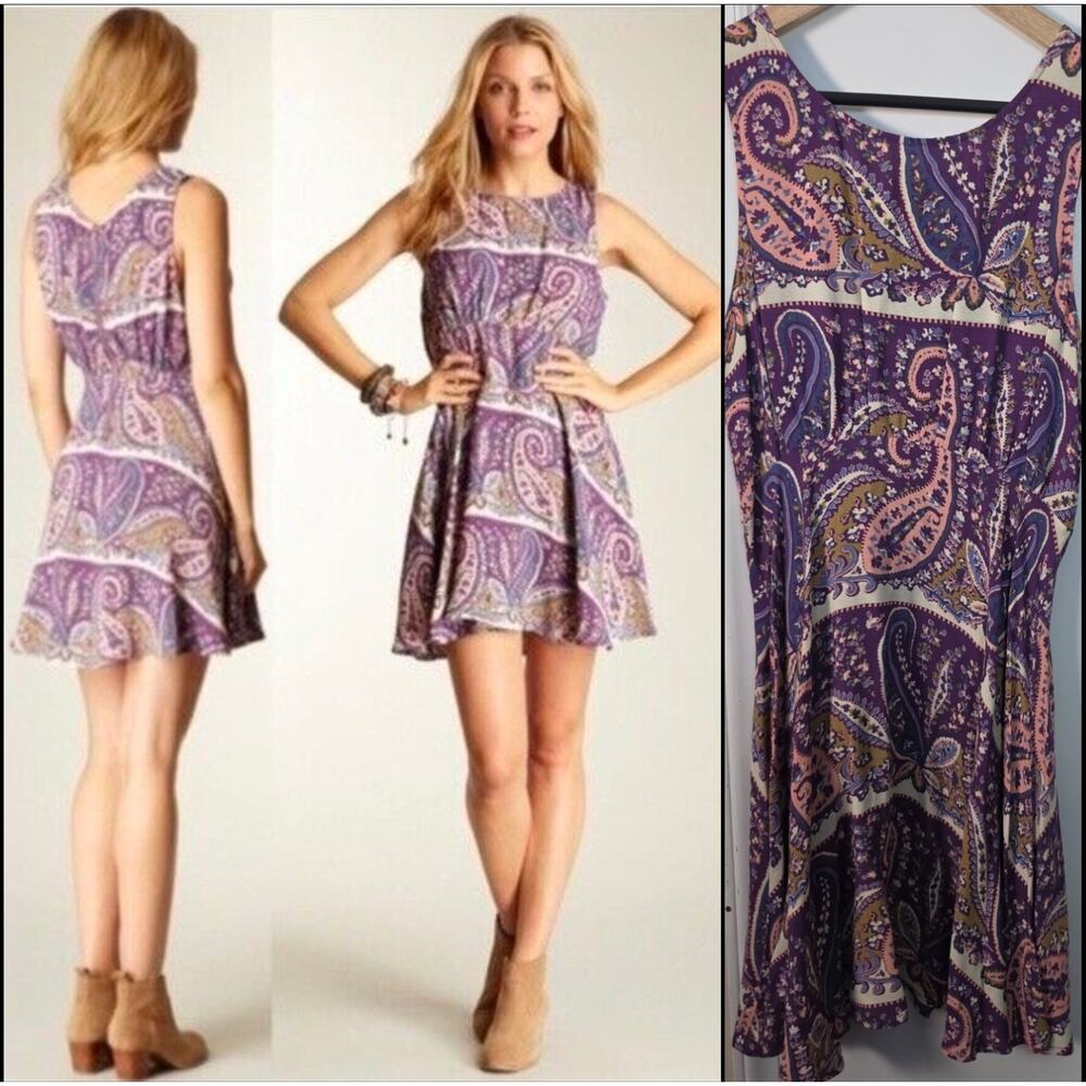 Free People Dancing Pretty Paisley Tank Dress Women Size 8 Skater Swing Festival